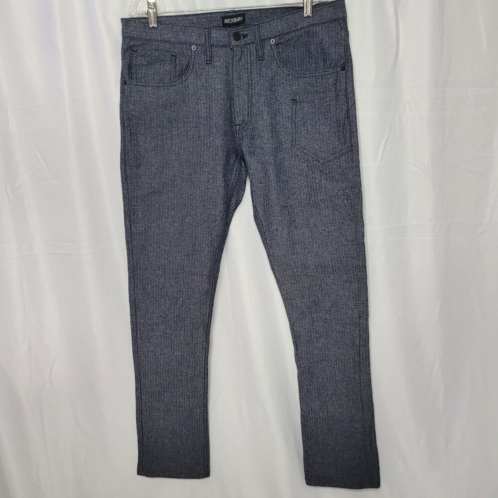 Rocksmith Men Black Slim Straight Fit Herringbone Denim Jean Size 34 Made in USA